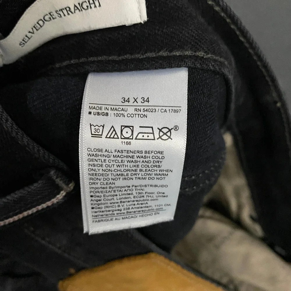 Banana Republic Selvedge Straight Jeans Mens 34x34 Black Italian Denim Heritage